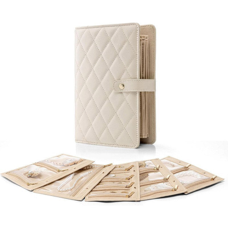 Jewelry Organizer Quilted PU Leather Multiple Compartments