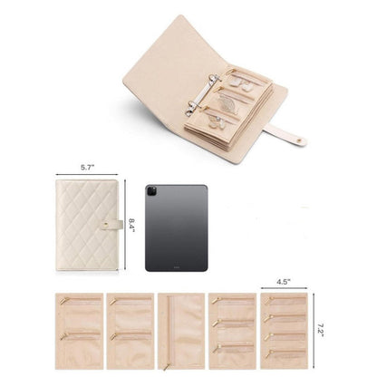 Jewelry Organizer Quilted PU Leather Multiple Compartments