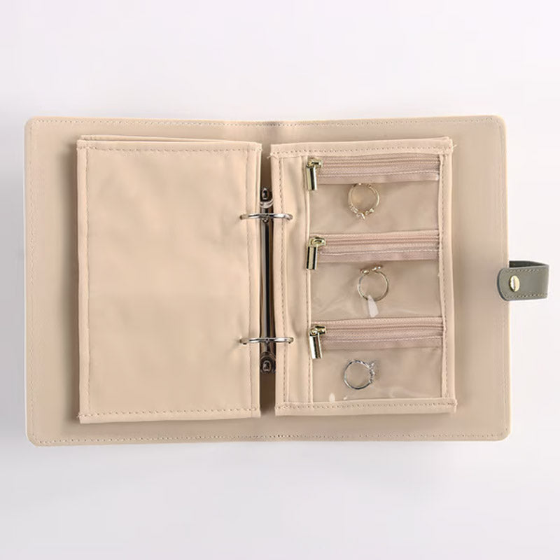Jewelry Organizer Quilted PU Leather Multiple Compartments