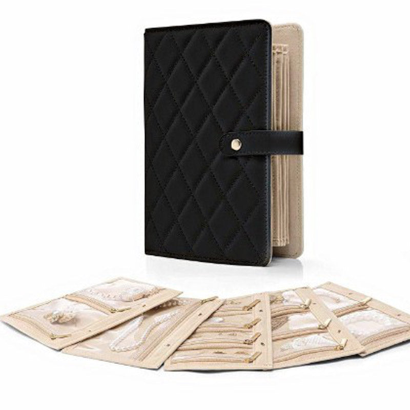 Jewelry Organizer Quilted PU Leather Multiple Compartments