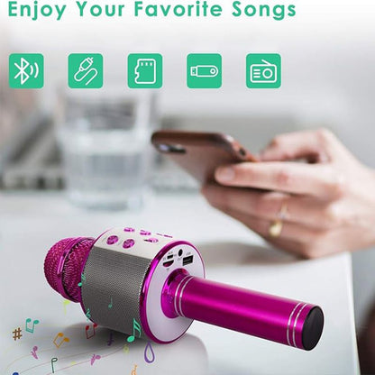 Karaoke Microphone Bluetooth Built-In Speaker Long Battery Life