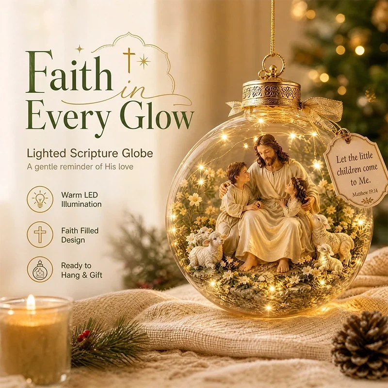 Keepsake Ornament Lighted Christian Scripture Design