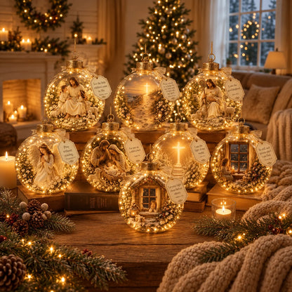 Keepsake Ornament Lighted Christian Scripture Design
