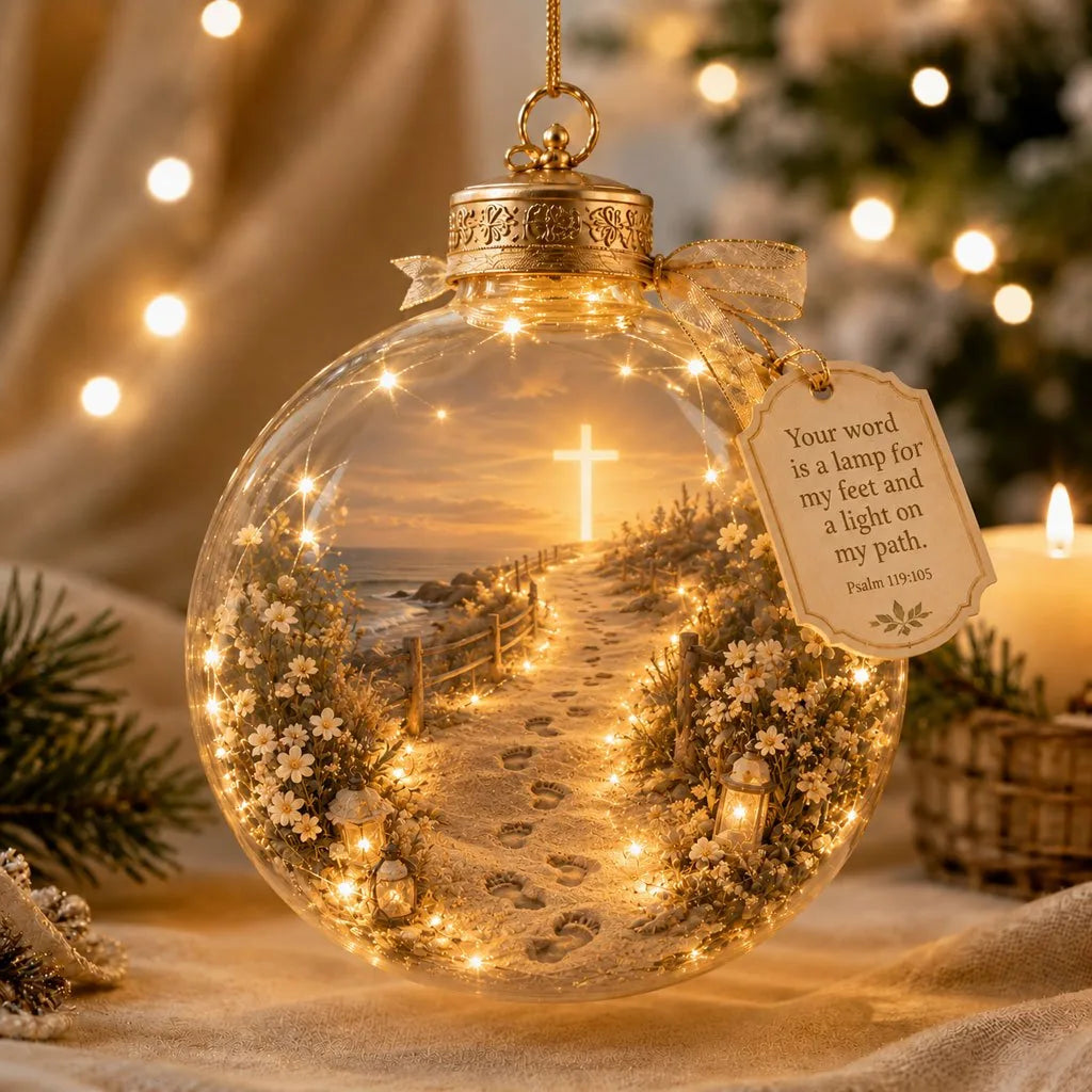 Keepsake Ornament Lighted Christian Scripture Design