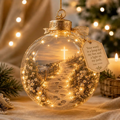 Keepsake Ornament Lighted Christian Scripture Design