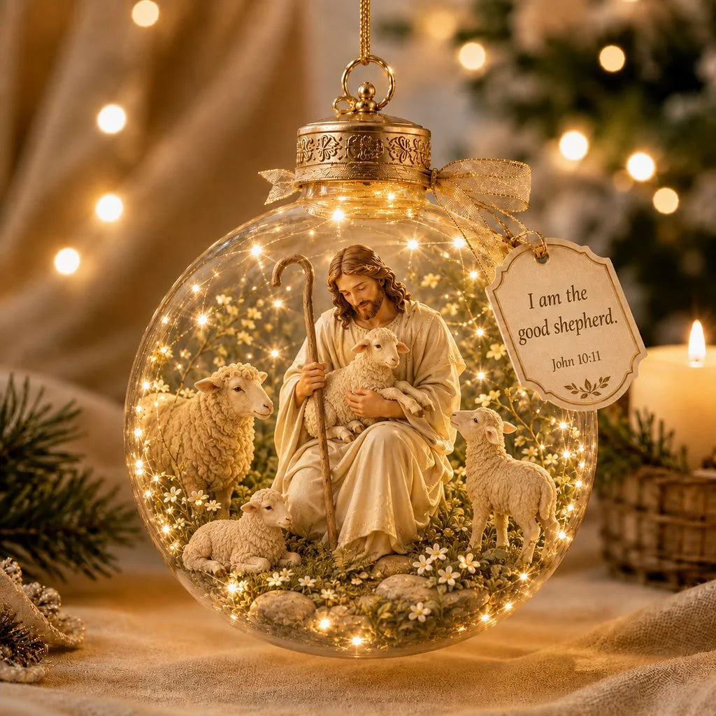 Keepsake Ornament Lighted Christian Scripture Design