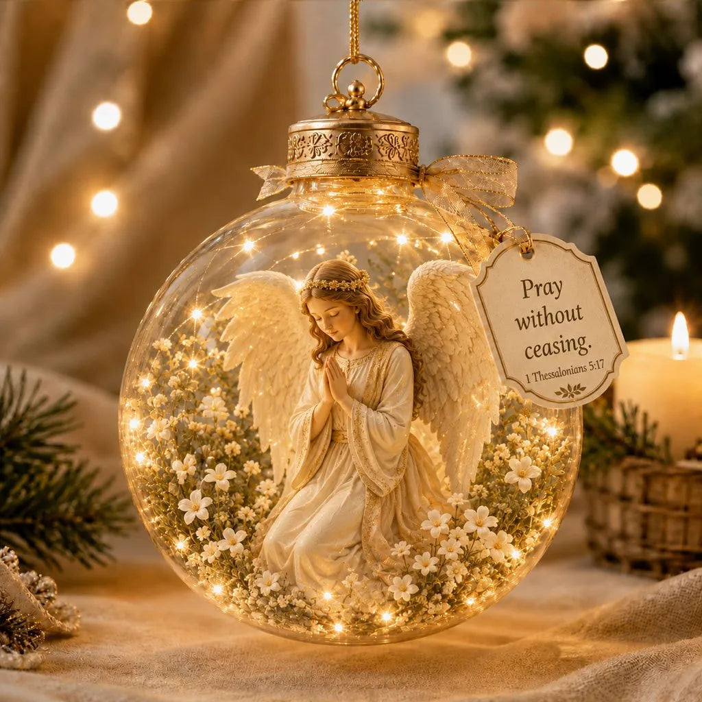 Keepsake Ornament Lighted Christian Scripture Design