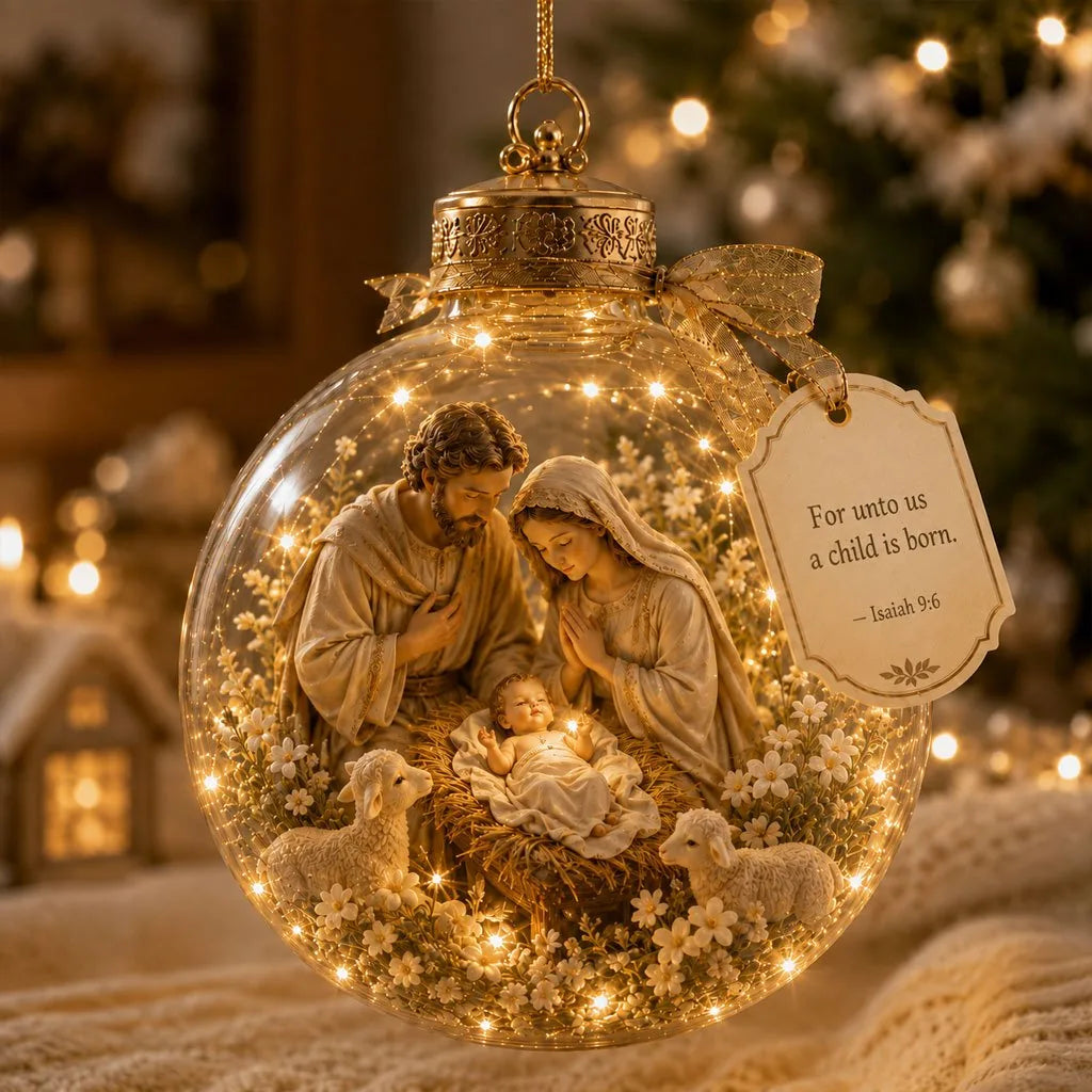 Keepsake Ornament Lighted Christian Scripture Design