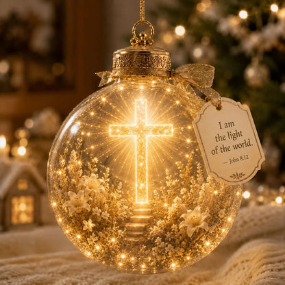 Keepsake Ornament Lighted Christian Scripture Design