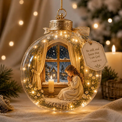Keepsake Ornament Lighted Christian Scripture Design