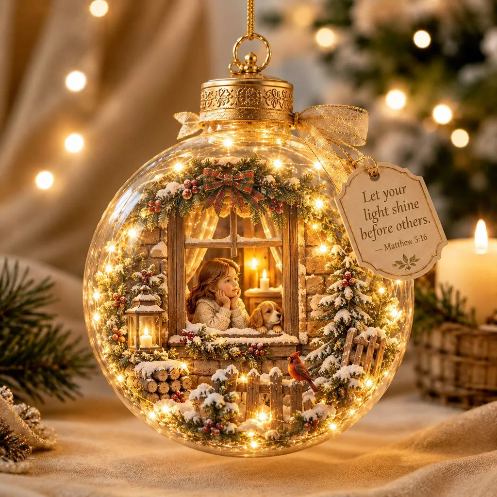 Keepsake Ornament Lighted Christian Scripture Design