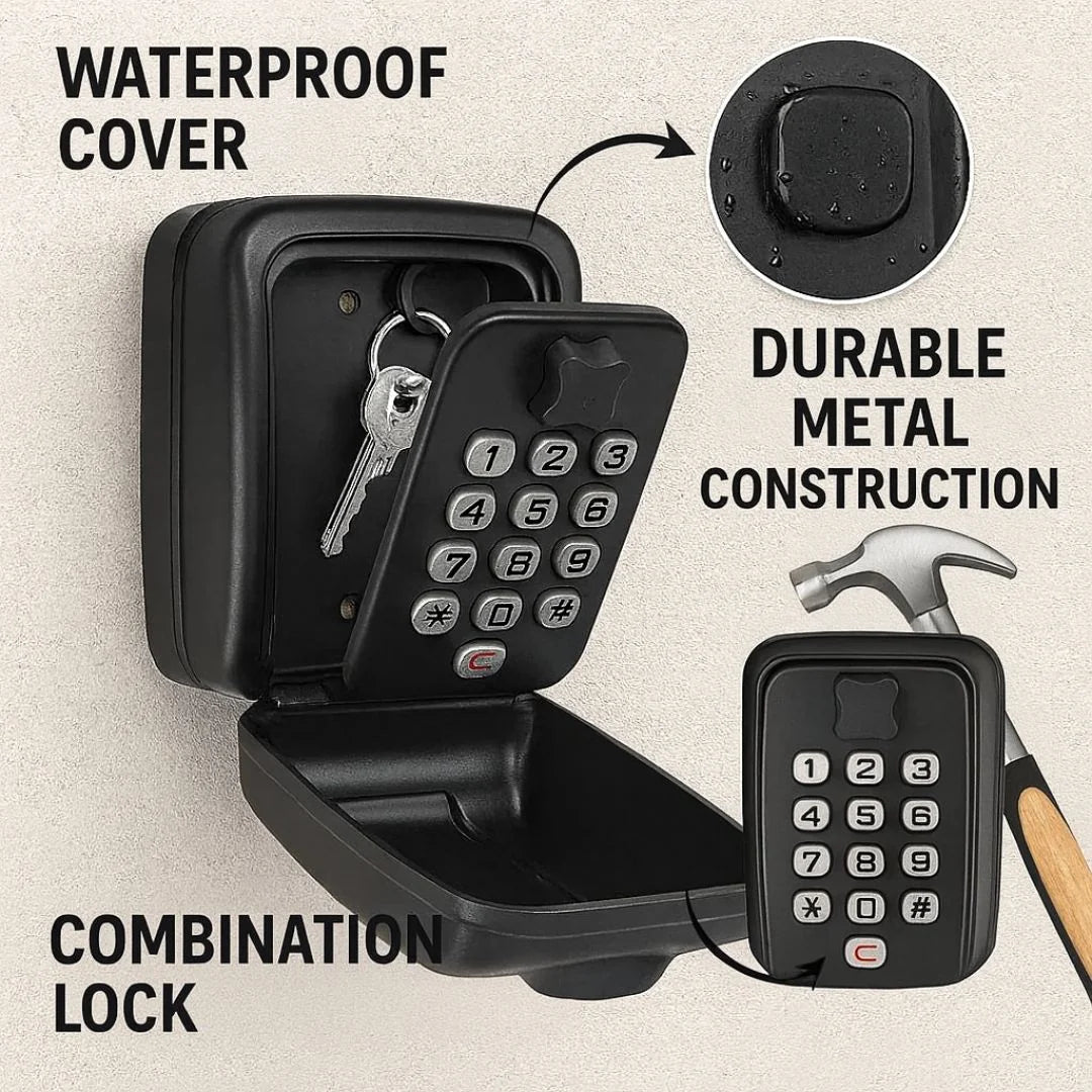 Key Lock Box Resettable Combination Weather Resistant Wall Mount