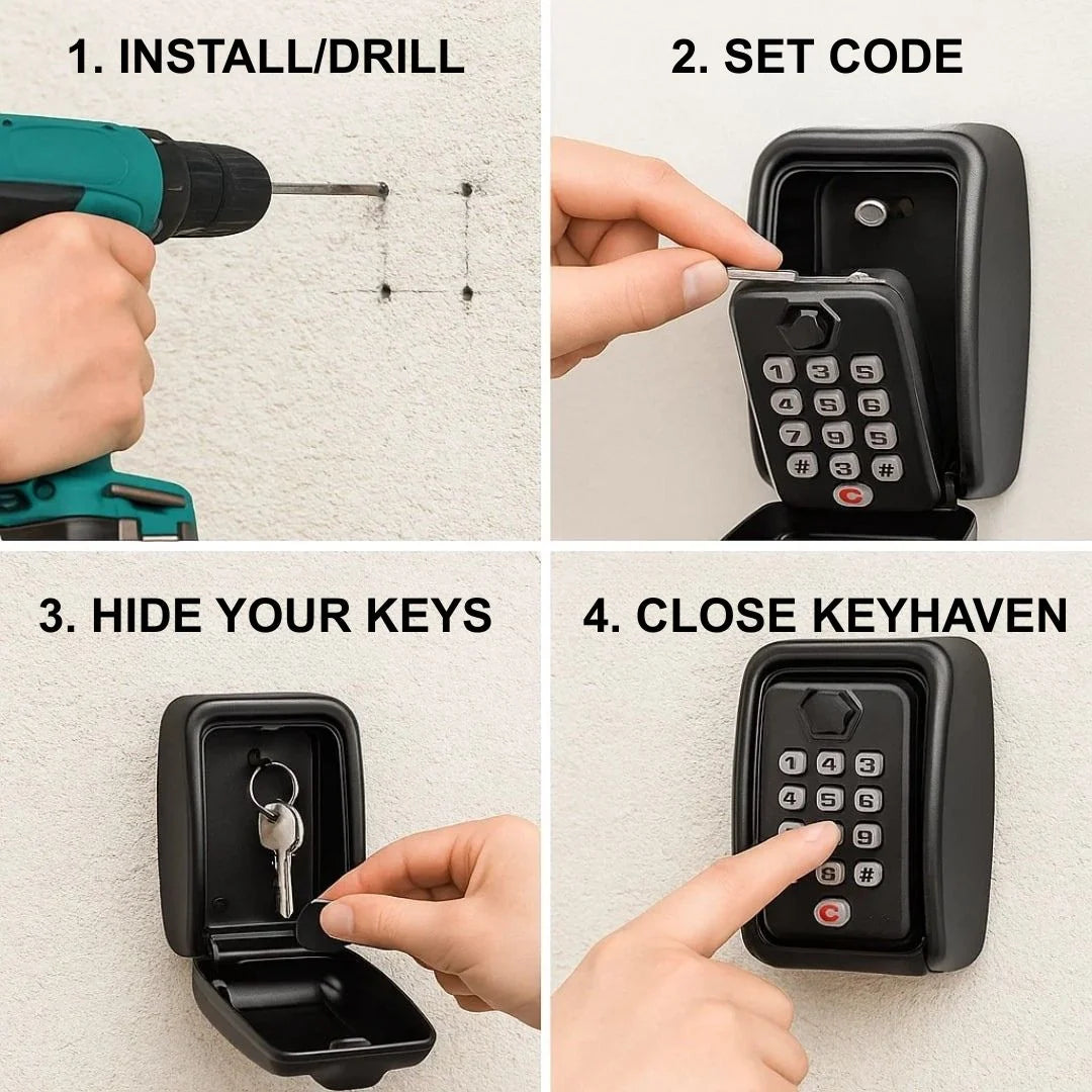 Key Lock Box Resettable Combination Weather Resistant Wall Mount