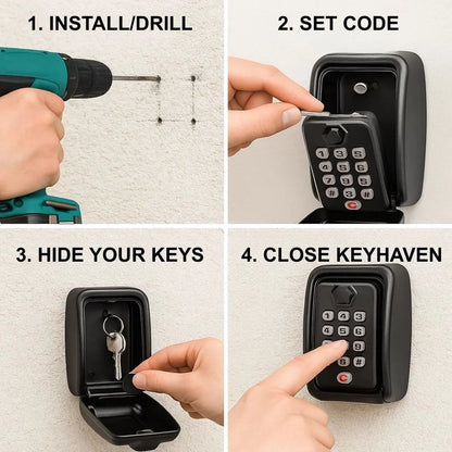 Key Lock Box Resettable Combination Weather Resistant Wall Mount