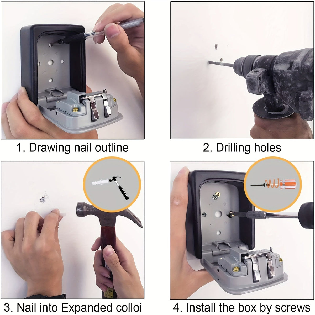 Key Safe 4-Digit Combination Weatherproof Stainless Steel Wall Mountable