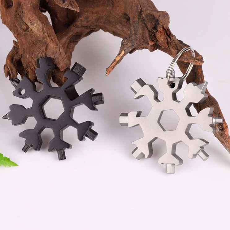 Keychain Multitool Stainless Steel 18-in-1 Snowflake Design