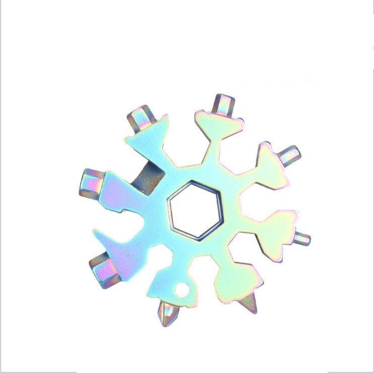 Keychain Multitool Stainless Steel 18-in-1 Snowflake Design