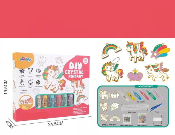 Kids Crystal Craft Kit Non-Toxic Crystals & Non-Baking Glue