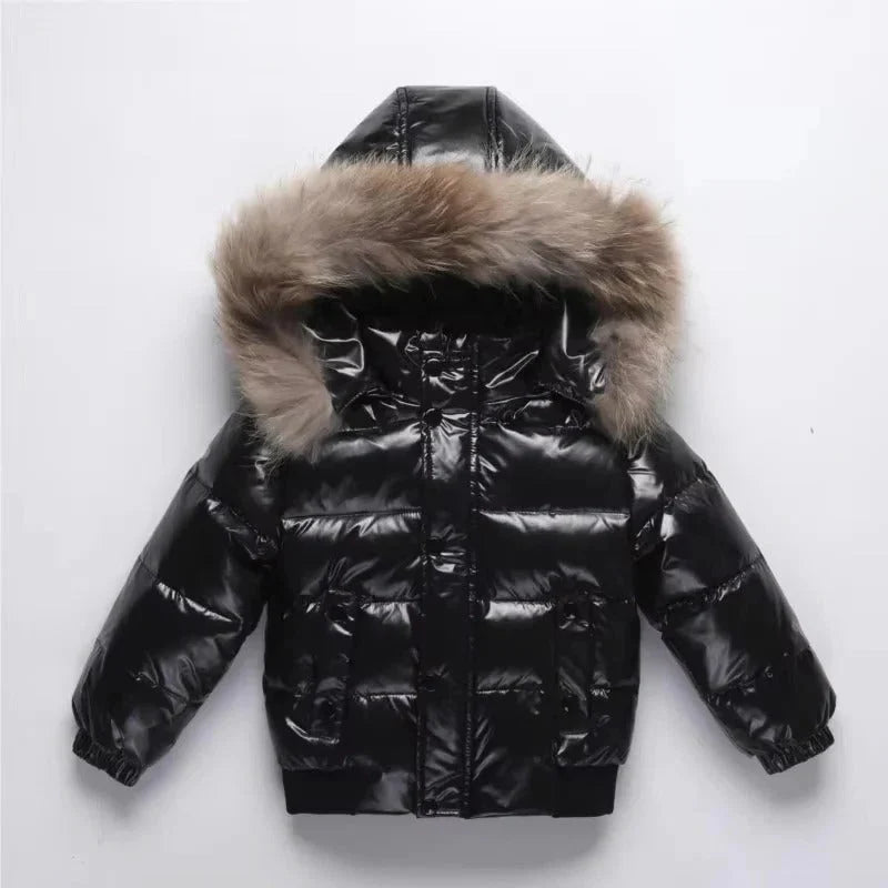 Kids Down Parka Water-Resistant Real Fur-Trim Hood