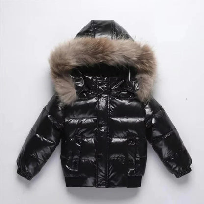 Kids Down Parka Water-Resistant Real Fur-Trim Hood