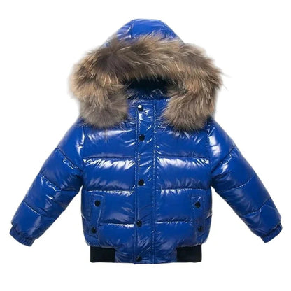 Kids Down Parka Water-Resistant Real Fur-Trim Hood
