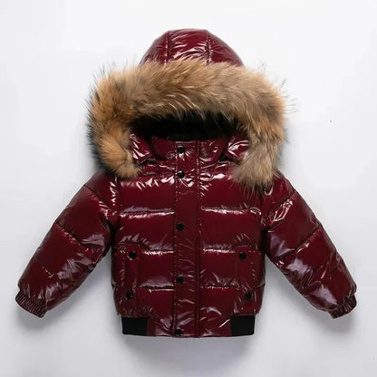 Kids Down Parka Water-Resistant Real Fur-Trim Hood