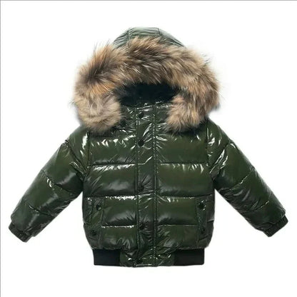 Kids Down Parka Water-Resistant Real Fur-Trim Hood