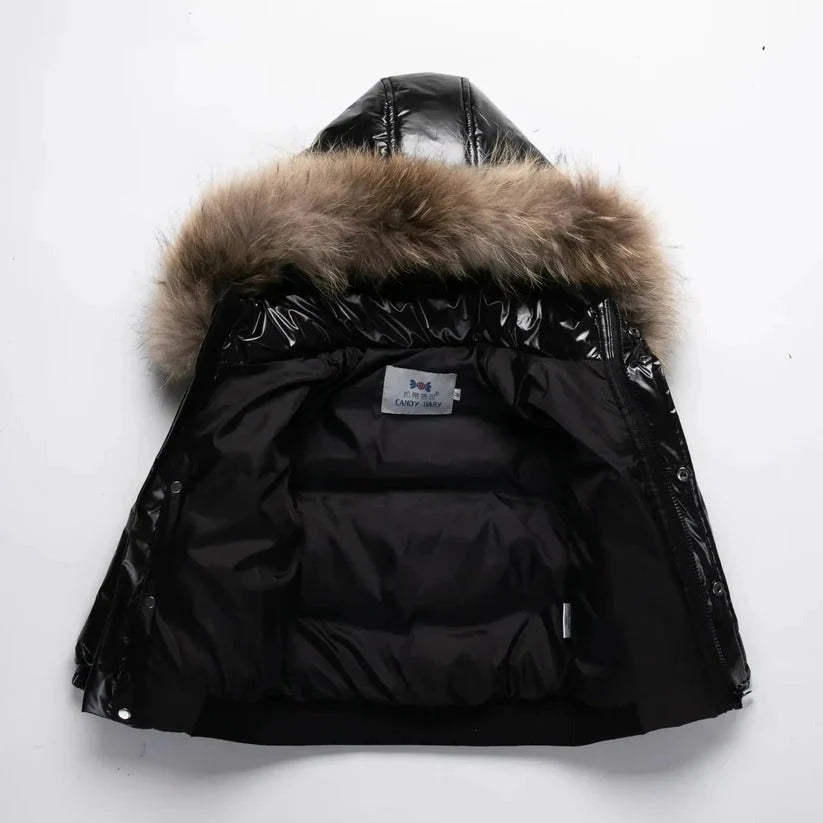 Kids Down Parka Water-Resistant Real Fur-Trim Hood