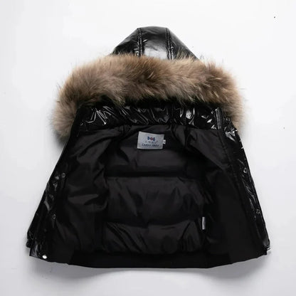 Kids Down Parka Water-Resistant Real Fur-Trim Hood