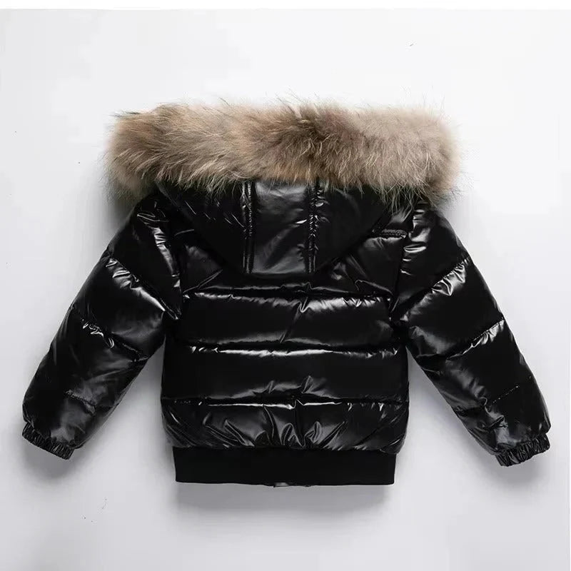Kids Down Parka Water-Resistant Real Fur-Trim Hood