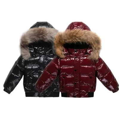 Kids Down Parka Water-Resistant Real Fur-Trim Hood