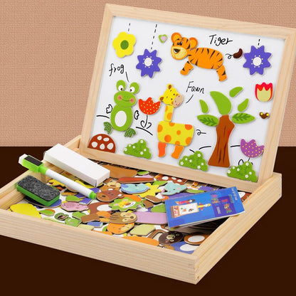 Kids Drawing Board Magnetic Whiteboard & Chalkboard Beech Frame