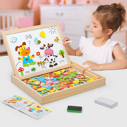 Kids Drawing Board Magnetic Whiteboard & Chalkboard Beech Frame
