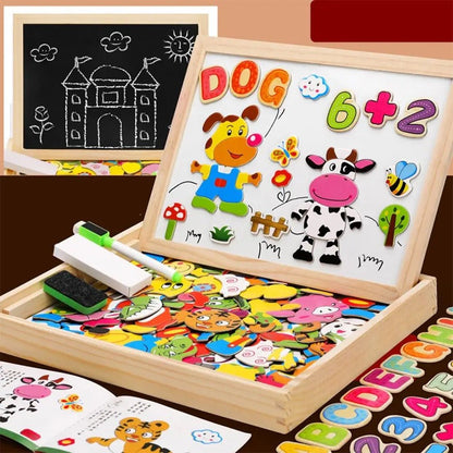 Kids Drawing Board Magnetic Whiteboard & Chalkboard Beech Frame