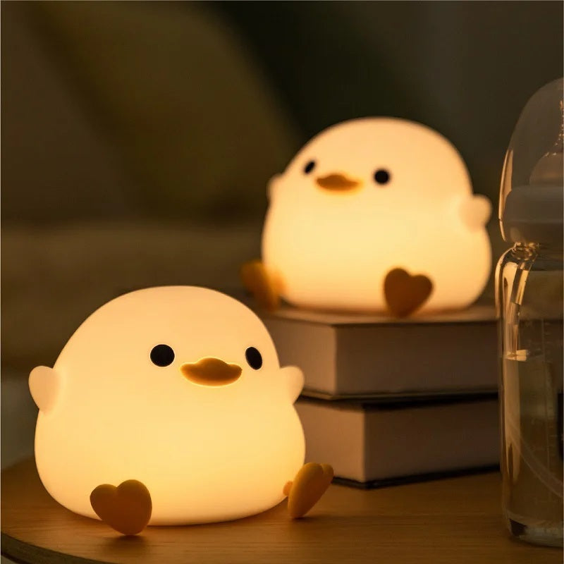 Kids Night Light Silicone Duck Warm LED USB Powered