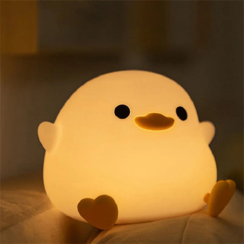 Kids Night Light Silicone Duck Warm LED USB Powered