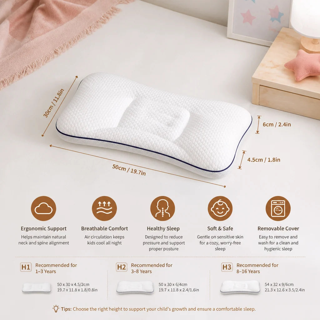 Kids Pillow Memory Foam Ergonomic Neck Support