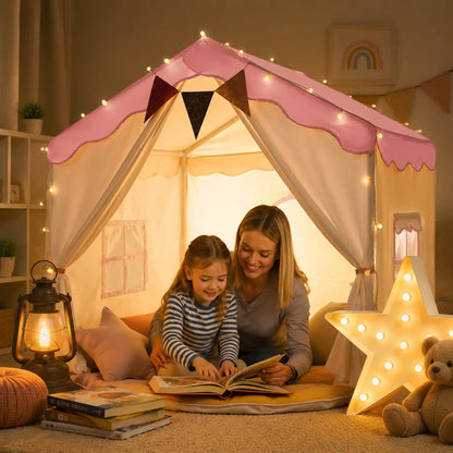 Kids Play Tent Padded Mat Decorative Lights Foldable