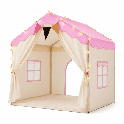 Kids Play Tent Padded Mat Decorative Lights Foldable