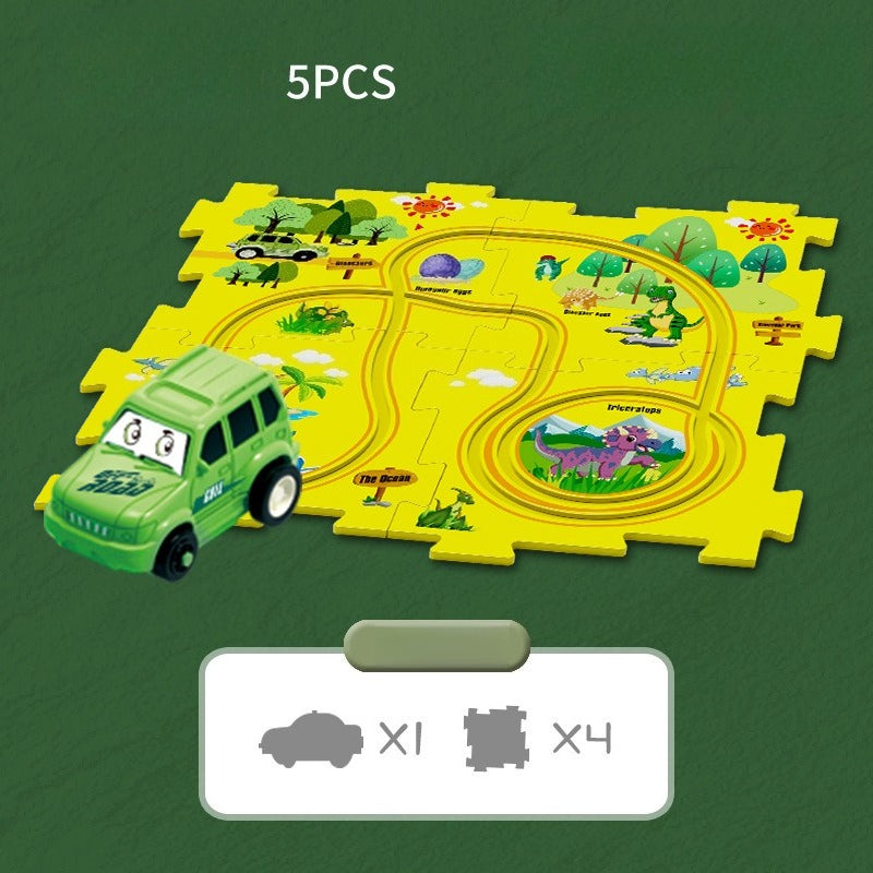 Kids Road Puzzle Playset Interactive Toy Car & Signs
