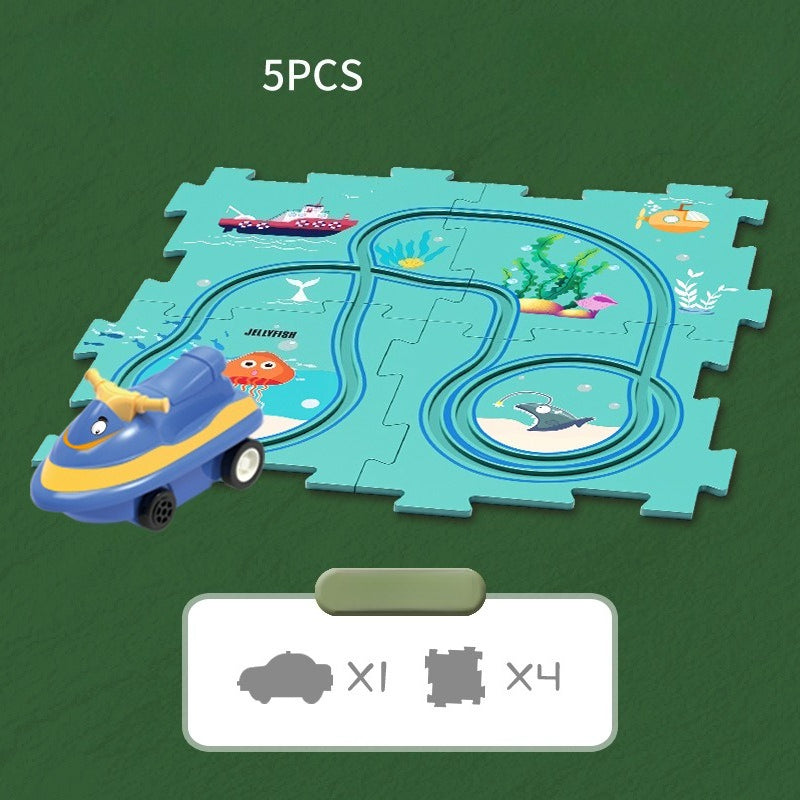 Kids Road Puzzle Playset Interactive Toy Car & Signs