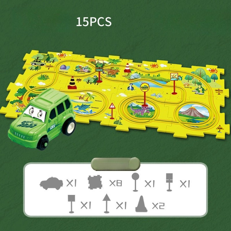 Kids Road Puzzle Playset Interactive Toy Car & Signs