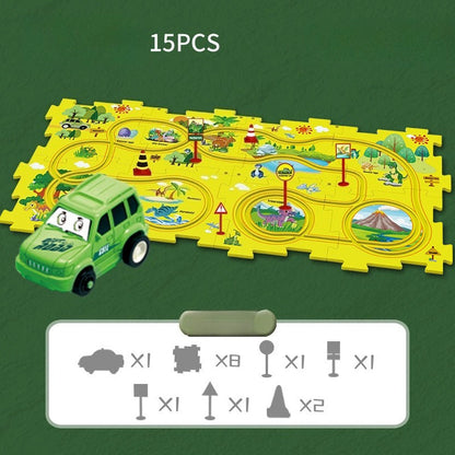Kids Road Puzzle Playset Interactive Toy Car & Signs