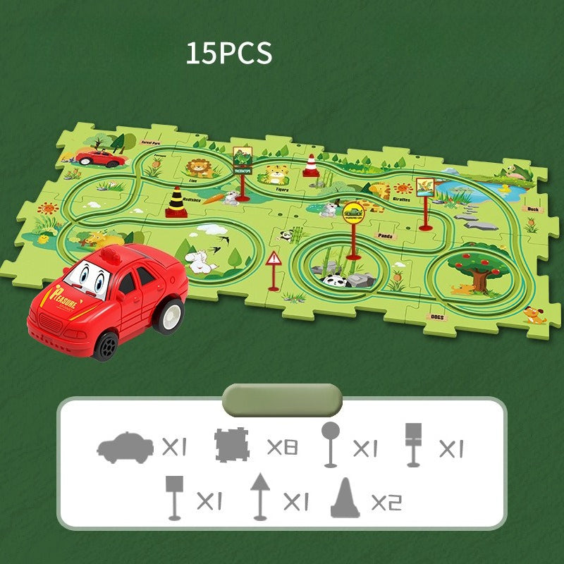 Kids Road Puzzle Playset Interactive Toy Car & Signs