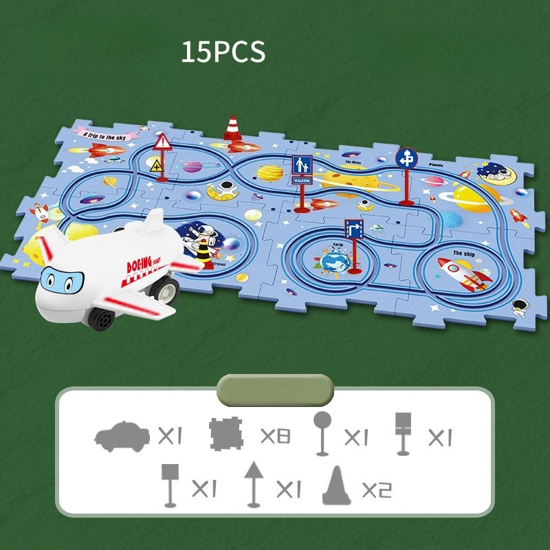 Kids Road Puzzle Playset Interactive Toy Car & Signs