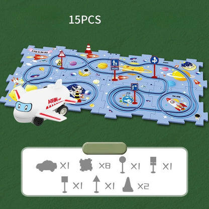 Kids Road Puzzle Playset Interactive Toy Car & Signs