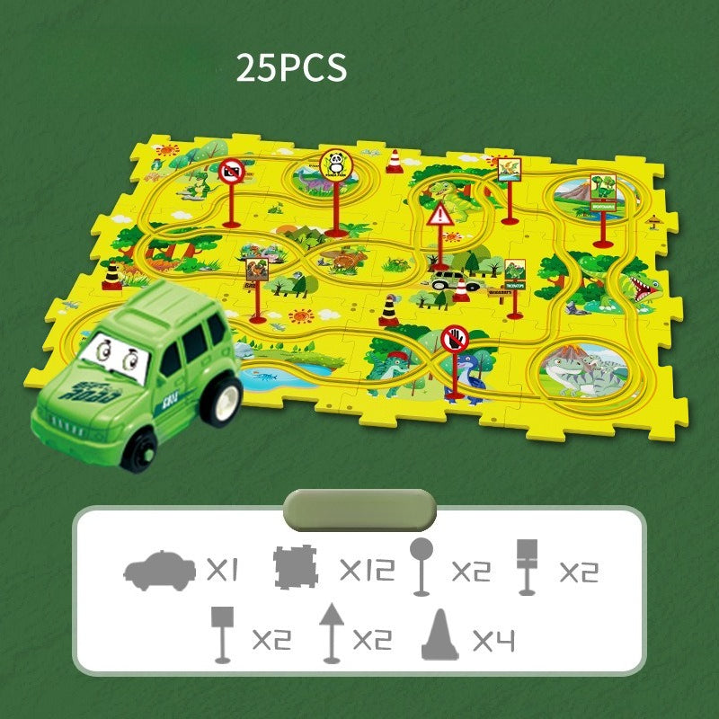 Kids Road Puzzle Playset Interactive Toy Car & Signs