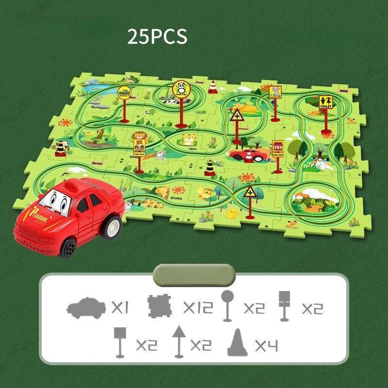 Kids Road Puzzle Playset Interactive Toy Car & Signs