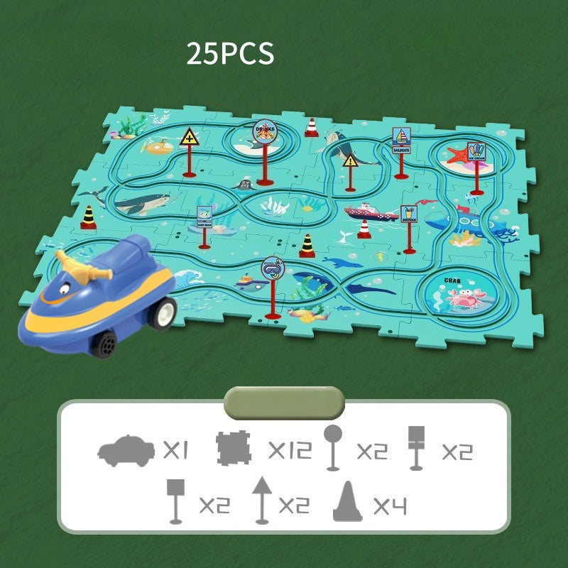 Kids Road Puzzle Playset Interactive Toy Car & Signs