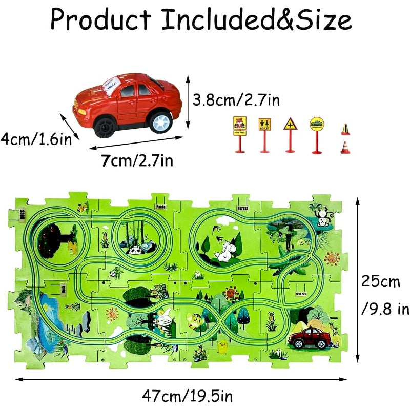 Kids Road Puzzle Playset Interactive Toy Car & Signs